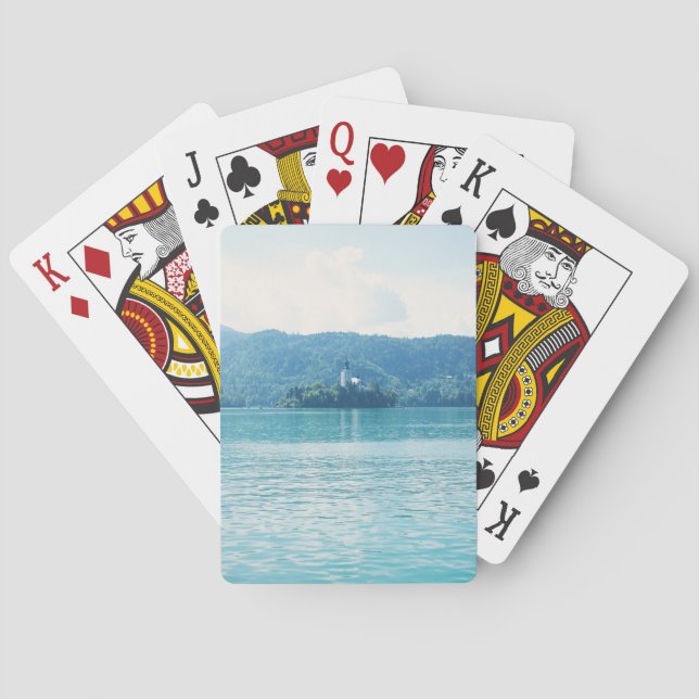 Lake Bled Slovenia Scenic Landscape Photography Poker Cards (Back)