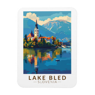 Lake Bled Slovenia Travel Art Vintage Magnet
