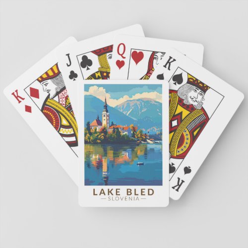 Lake Bled Slovenia Travel Art Vintage Poker Cards