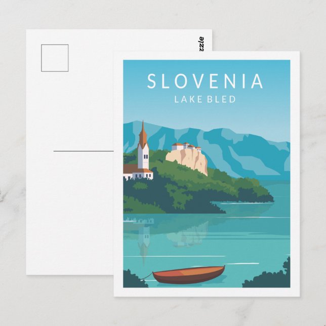 Lake Bled Slovenia Travel Place Illustration Postcard (Front/Back)