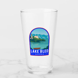 Lake Bled Slovenia Travel Retro Travel Art Vintage Glass