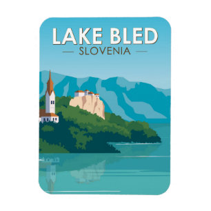 Lake Bled Slovenia Travel Retro Travel Art Vintage Magnet