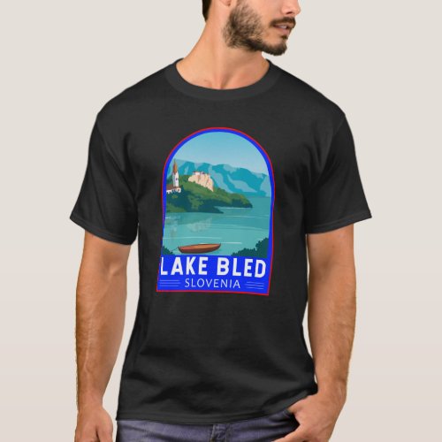 Lake Bled Slovenia Travel Retro Travel Art Vintage T_Shirt