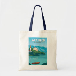 Lake Bled Slovenia Travel Retro Travel Art Vintage Tote Bag