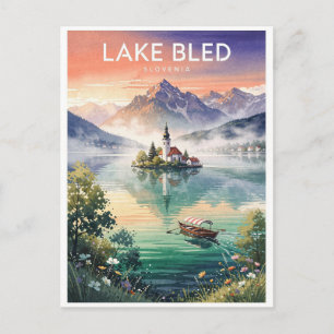 Lake Bled Slovenia Vintage Postcard