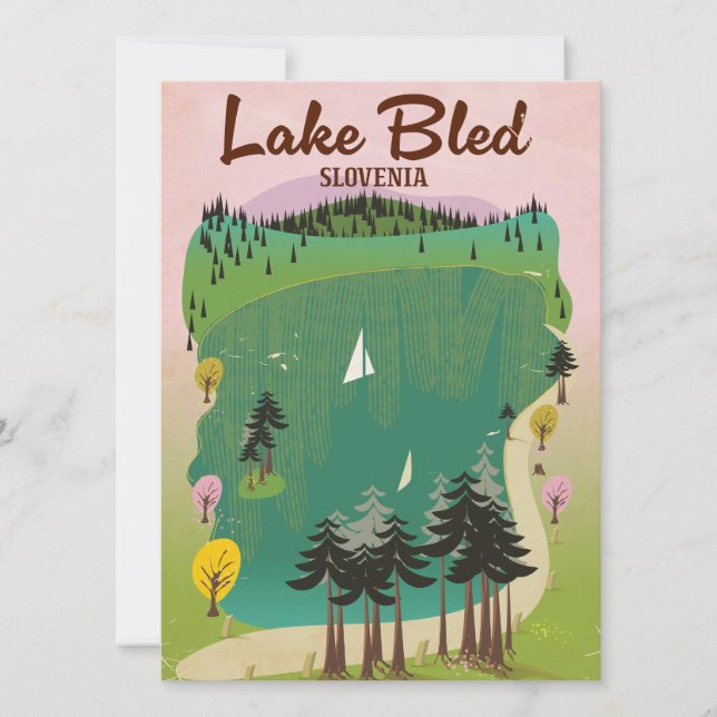 Lake Bled vintage style travel poster Slovenia (Front)