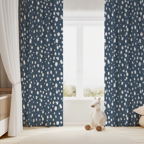 Lake Blue and White Abstract Dots Blackout Curtains