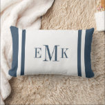 Lake Blue and White Classic Monogram Lumbar Pillow<br><div class="desc">Design your own custom throw pillow in any color combination to perfectly coordinate with your home decor in any space! Use the design tools to change the background and the border stripe colors, or add your own text to include a name, monogram initials or other special text. Every pillow is...</div>