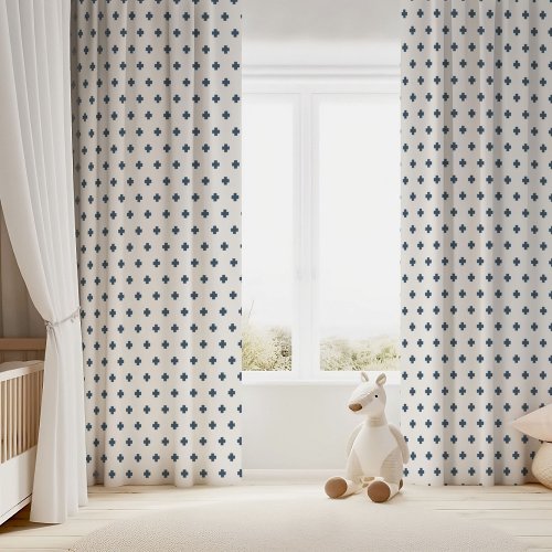 Lake Blue and White Cross Blackout Curtains