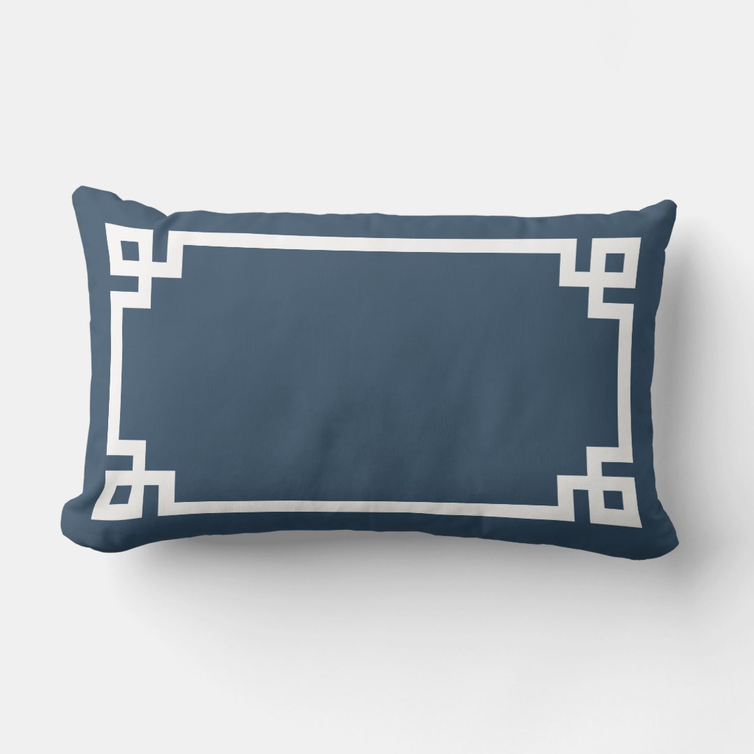Lake Blue and White Greek Key Editable Colors Lumbar Pillow Zazzle