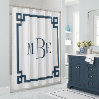 Lake Blue and White Greek Key | Monogrammed