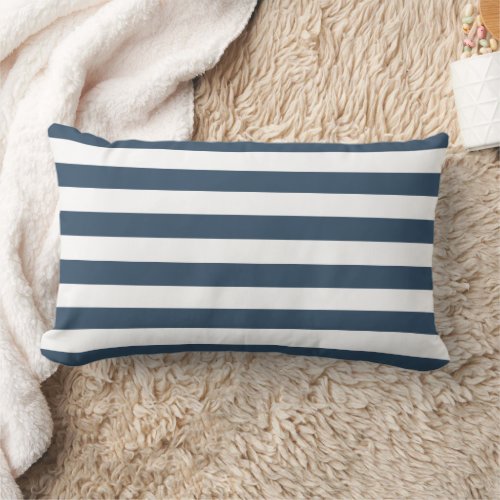 Lake Blue and White Stripes Lumbar Pillow