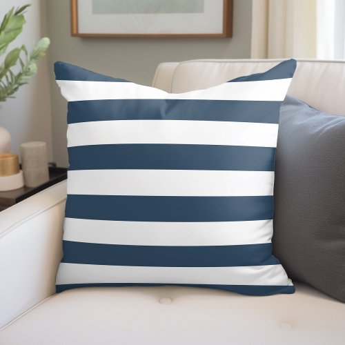 Lake Blue and White Stripes Throw Pillow