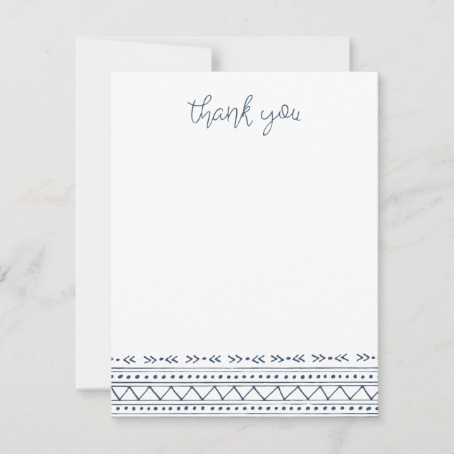 Lake Blue Modern Boho Thank You Note Card (Front)