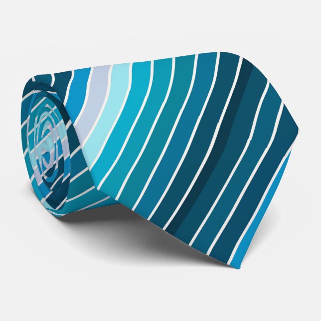 Lake Blue Stripes Men's Fashion Neck Tie (Rolled)