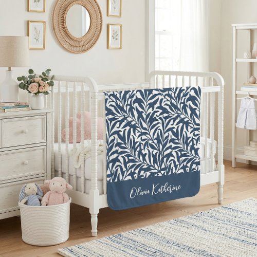 Lake Blue Willow Bough Monogrammed Baby Blanket