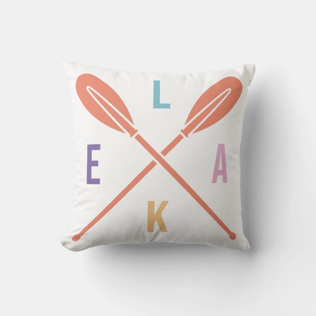 Lake Boat Paddles Throw Pillow (Front)