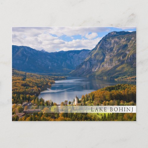 Lake Bohinj in Slovenia in autumn Postcard