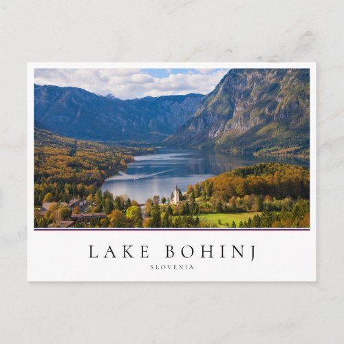 Lake Bohinj in Slovenia in autumn Postcard