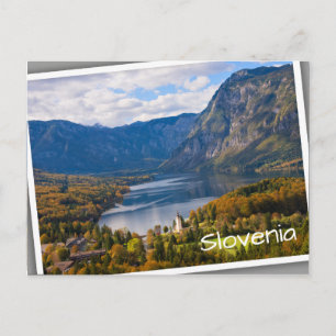 Lake Bohinj in Slovenia in autumn Postcard