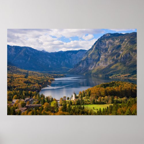 Lake Bohinj in Slovenia in autumn Poster