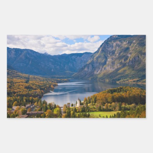 Lake Bohinj in Slovenia in autumn Rectangular Sticker