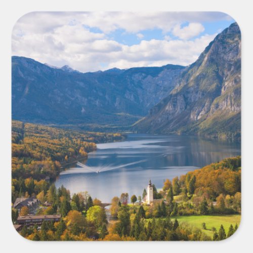 Lake Bohinj in Slovenia in autumn Square Sticker