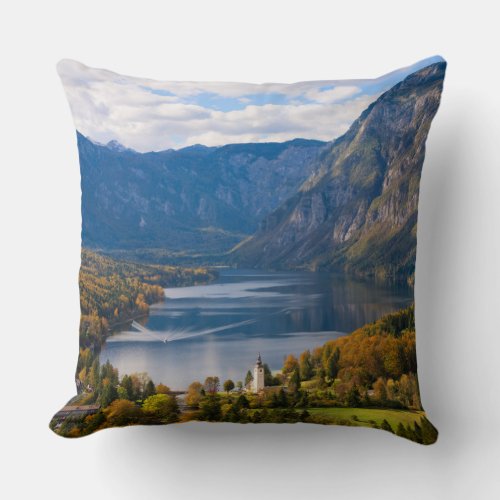 Lake Bohinj in Slovenia in autumn Throw Pillow