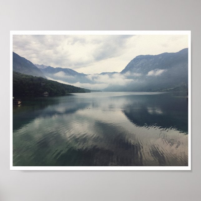 Lake Bohinj Slovenia Misty Mountain Water Photo Poster (Front)
