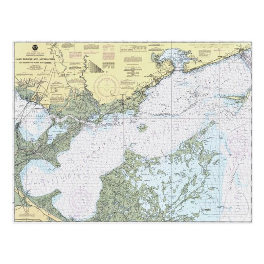 Lake Borgne LA Nautical chart postcard | Zazzle