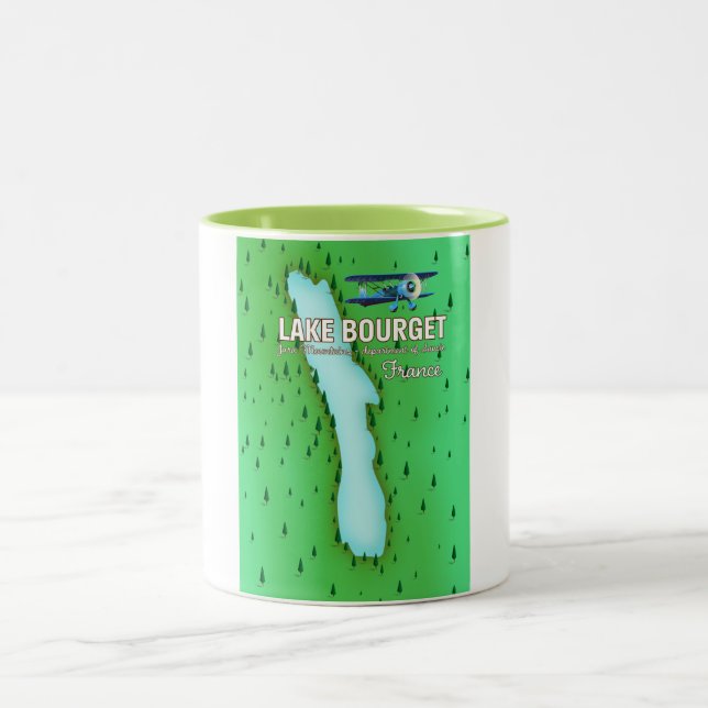 Lake Bourget France beautiful travel poster Two-Tone Coffee Mug (Center)