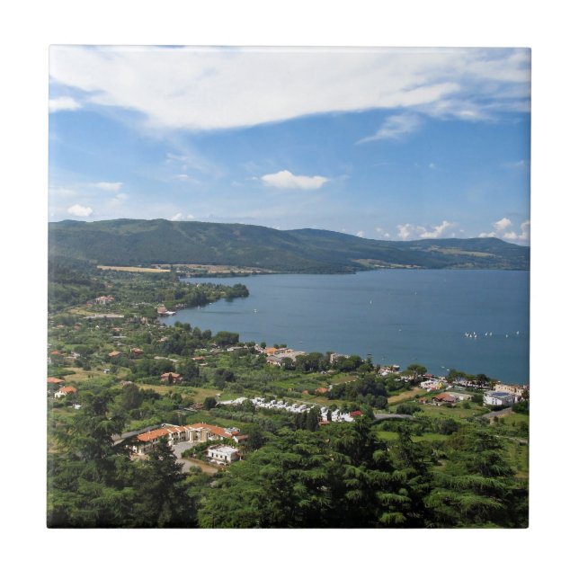 Lake Bracciano panoramic view Tile (Front)