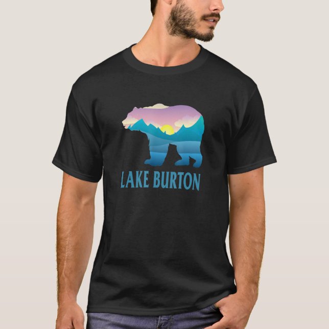 Lake Burton Mountain Purple Setting Sun Bear Natur T-Shirt (Front)