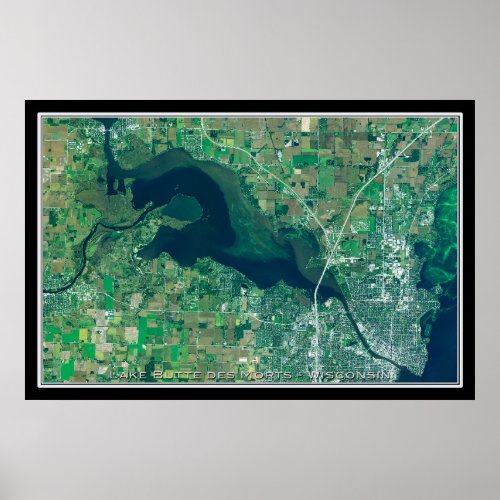 Lake Butte des Morts Wisconsin Satellite Map Poster