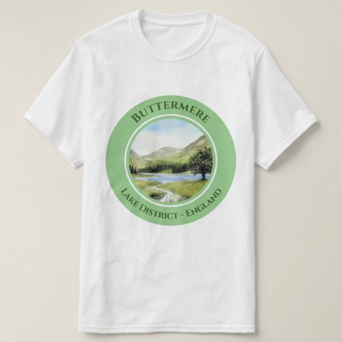 Lake Buttermere Cumbria England Watercolor T_Shirt