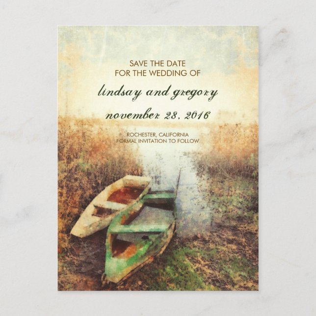 Lake Canoe Fall Save The Date Postcards (Front)