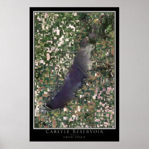 Lake Carlyle Illinois Satellite Poster Map