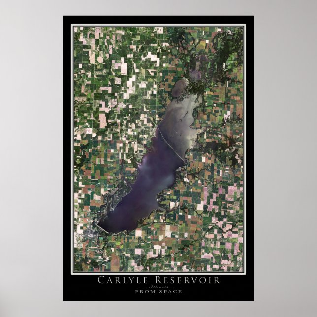 Lake Carlyle Illinois Satellite Poster Map (Front)