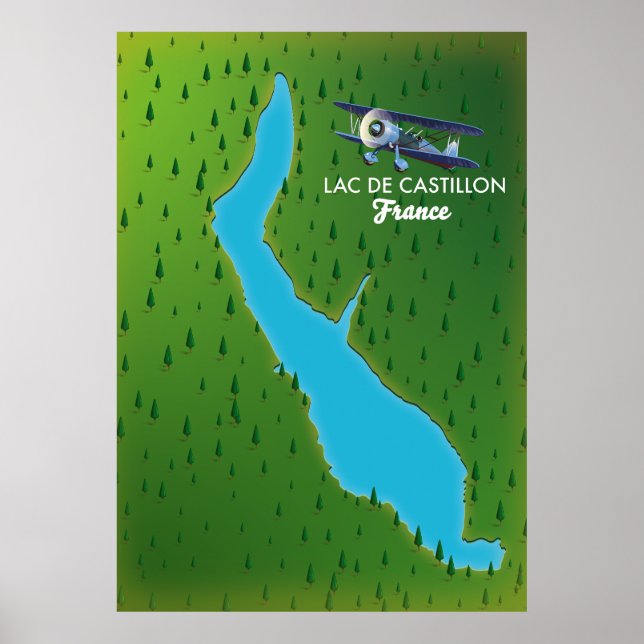 Lake Castillon France map Poster (Front)