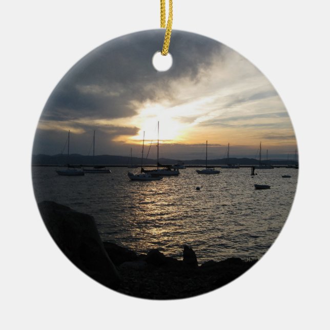 Lake Champlain at Sunset Ceramic Ornament (Front)