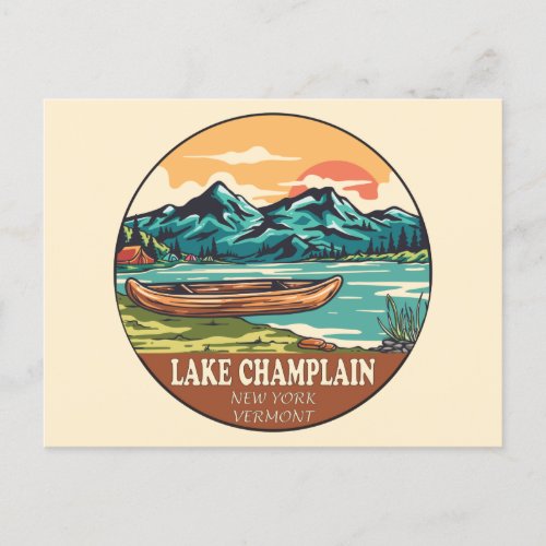 Lake Champlain Boating Fishing Emblem Postcard