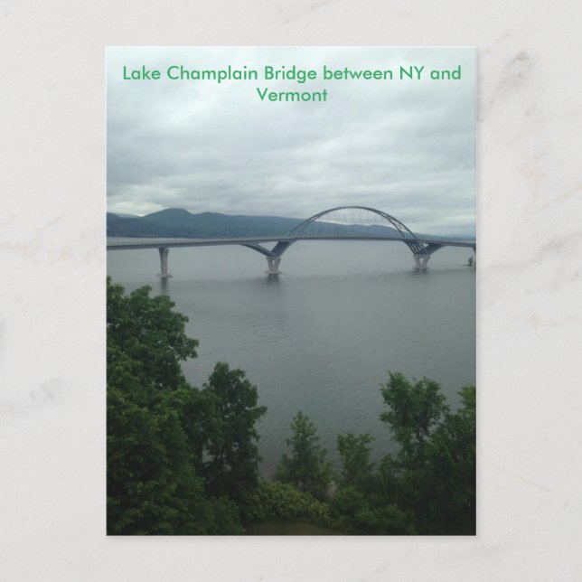 Lake Champlain Bridge Between NY and VT Postcard (Front)
