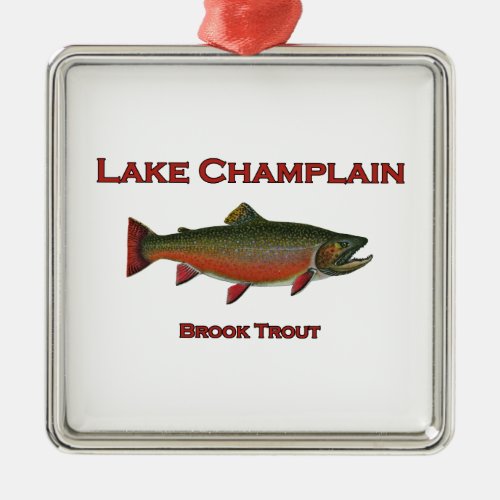 Lake Champlain Fishing Brook Trout Metal Ornament