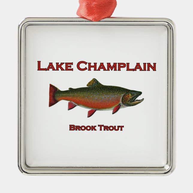 Lake Champlain Fishing Brook Trout Metal Ornament (Front)