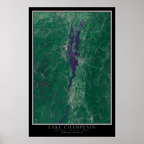 Lake Champlain New York Satellite Map Poster
