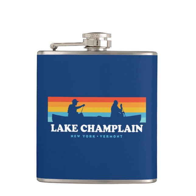 Lake Champlain New York Vermont Canoe Flask (Front)