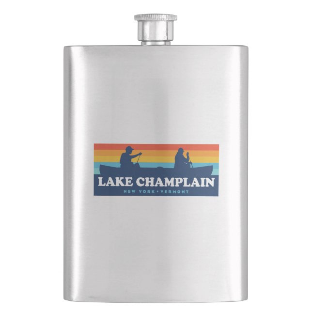Lake Champlain New York Vermont Canoe Flask (Front)