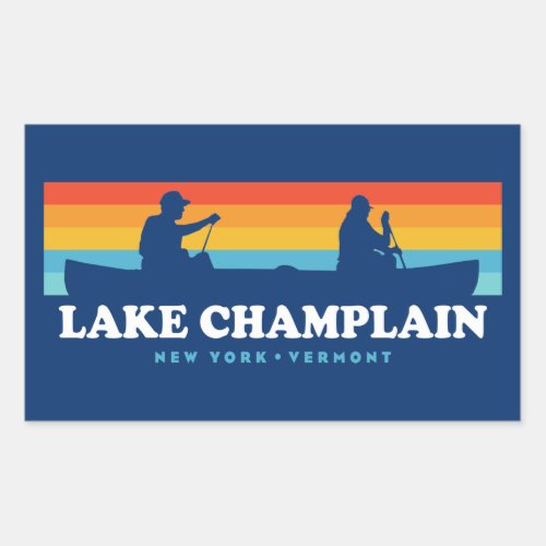 Lake Champlain New York Vermont Canoe Rectangular Sticker