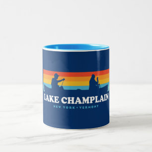 Lake Champlain New York Vermont Canoe Two-Tone Coffee Mug
