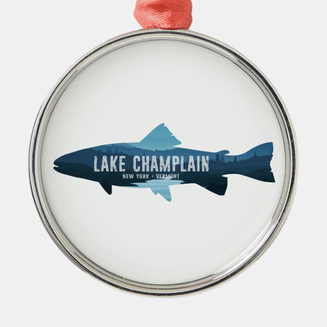 Lake Champlain New York Vermont Fish Metal Ornament (Front)